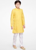 Remarkable Yellow Blended Cotton Embroidered Kurta Pyjama - 2