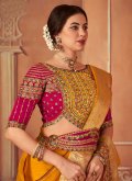 Remarkable Yellow Organza Embroidered Contemporary Saree - 1