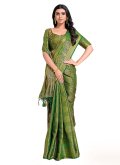 Remarkable Zari Work Kanjivaram Silk Green Classic Designer Saree - 1