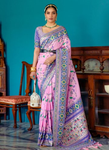 Rose Pink Banarasi Woven Traditional Saree for Engagement