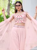 Rose Pink color Embroidered Georgette Trendy Salwar Kameez - 1