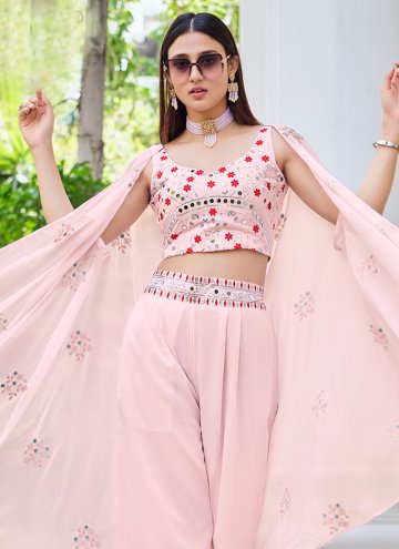 Rose Pink color Embroidered Georgette Trendy Salwar Kameez