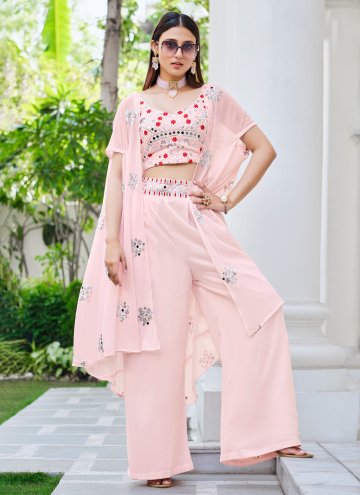 Rose Pink color Embroidered Georgette Trendy Salwar Kameez