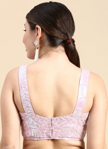 Rose Pink color Embroidered Net