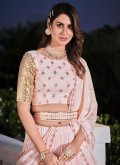 Rose Pink color Georgette A Line Lehenga Choli with Embroidered - 1