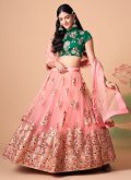 Rose Pink color Net Designer Long Lehenga Choli with Dori Work - 2