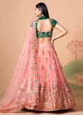 Rose Pink color Net Designer Long Lehenga Choli with Dori Work - 3