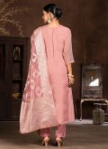 Rose Pink color Organza Trendy Salwar Kameez with Embroidered - 2