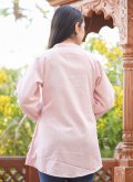 Rose Pink Designer Kurti in Cotton  with Buttons - 2
