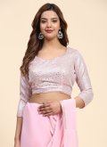 Rose Pink Georgette Embroidered Contemporary Saree for Ceremonial - 1