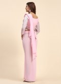 Rose Pink Georgette Embroidered Contemporary Saree for Ceremonial - 2
