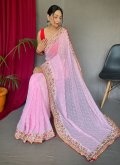 Rose Pink Georgette Sequins Work Contemporary Saree - 2