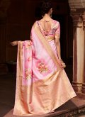Rose Pink Handloom Silk Woven Designer Saree for Ceremonial - 2