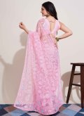 Rose Pink Net Embroidered Classic Designer Saree - 2