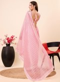 Rose Pink Net Embroidered Contemporary Saree - 2