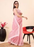 Rose Pink Net Embroidered Contemporary Saree - 3
