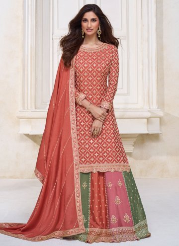 Rose Pink Readymade Lehenga Choli in Chinon with Embroidered
