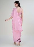 Rose Pink Satin Silk Border Trendy Saree for Ceremonial - 2