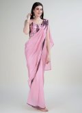 Rose Pink Satin Silk Border Trendy Saree for Ceremonial - 3