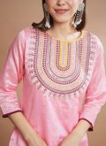 Rose Pink Silk Blend Embroidered Salwar Suit for Ceremonial - 1