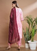 Rose Pink Silk Blend Embroidered Salwar Suit for Ceremonial - 2