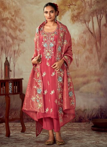 Rose Pink Silk Embroidered Designer Salwar Kameez 