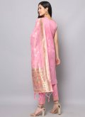 Rose Pink Silk Jacquard Work Salwar Suit - 2