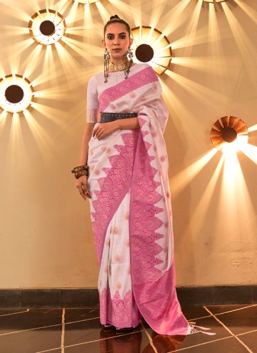 Rose Pink Silk Woven Designer Saree