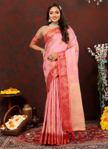 Rose Pink Soft Cotton Designer Designer Saree