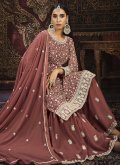 Rust Salwar Suit in Faux Georgette with Embroidered - 1
