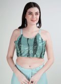 Satin Silk Classic Designer Saree in Sea Green Enhanced with Border - 1