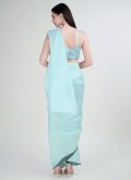 Satin Silk Classic Designer Saree in Sea Green Enhanced with Border - 2