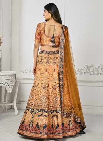 Satin Silk Designer Lehenga Choli in Multi Colour Enhanced with Swarovski