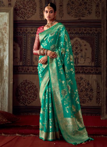 Sea Green Banarasi Woven Designer Saree for Ceremo