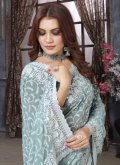 Sea Green Classic Designer Saree in Georgette with Embroidered - 1