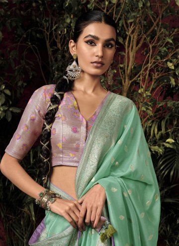 Sea Green Classic Designer Saree in Silk with Woven