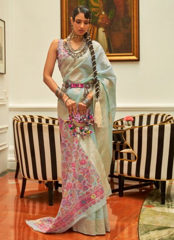 Sea Green color Art Silk Classic Designer Saree with Woven