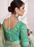 Sea Green color Art Silk Trendy Saree with Embroidered - 1
