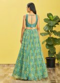 Sea Green color Chinon Designer Lehenga Choli with Digital Print - 2