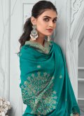 Sea Green color Chinon Designer Salwar Kameez with Embroidered - 1