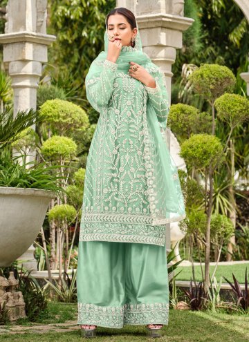 Sea Green color Cord Net Salwar Suit
