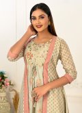 Sea Green color Cotton  Party Wear Kurti with Embroidered - 1