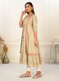 Sea Green color Cotton  Party Wear Kurti with Embroidered - 3