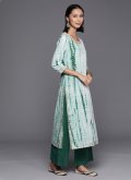 Sea Green color Cotton  Salwar Suit with Printed - 2