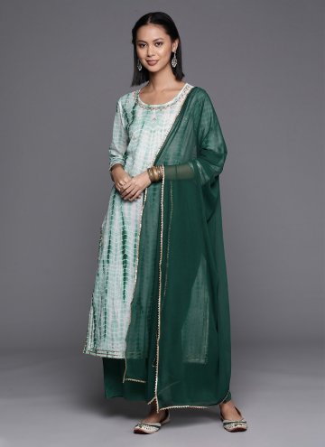 Sea Green color Cotton  Salwar Suit with Printed