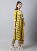 Sea Green color Cotton  Straight Salwar Kameez with Printed - 2