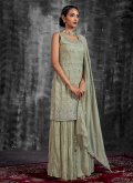 Sea Green color Georgette Pakistani Suit with Mirror Work - 2