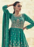 Sea Green color Georgette Readymade Lehenga Choli with Embroidered - 1