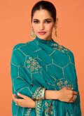 Sea Green color Georgette Salwar Suit with Embroidered - 1