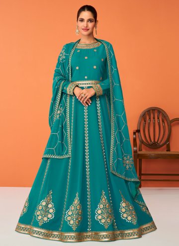 Sea Green color Georgette Salwar Suit with Embroid